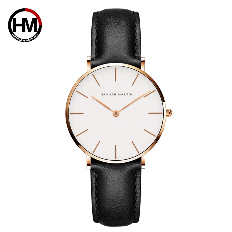 Brand Fashion Simple Japan Quartz Movement Watch Reloj Mujer Montre Femme Leather Strap Clock Women Analog Waterproof Wristwatch