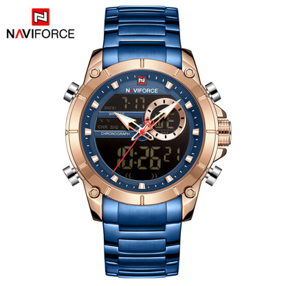 Fashion Nice Digital Wrist Watch Steel Waterproof Dual Display Date Clock