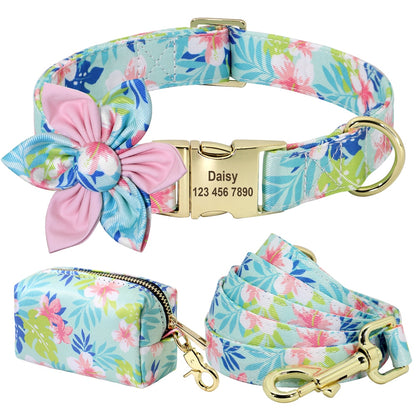 Floral Personalized Dog Collar Fashion Printed Custom Collars