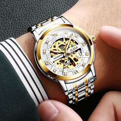 Waterproof Skeleton Stainless Steel Automatic Mechanical Watch Male Wrist Watch