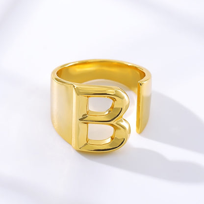 Initial A-Z Letter Rings For Women Stainless Steel Ring