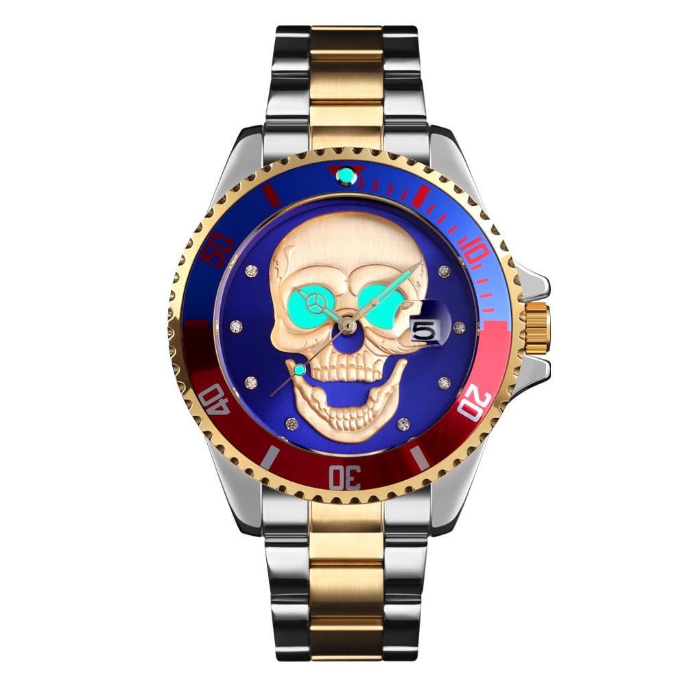 Skeleton Creative Watches Stainless Steel Male Clock Waterproof