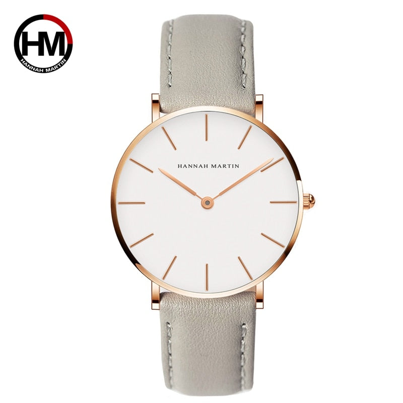 Brand Fashion Simple Japan Quartz Movement Watch Reloj Mujer Montre Femme Leather Strap Clock Women Analog Waterproof Wristwatch