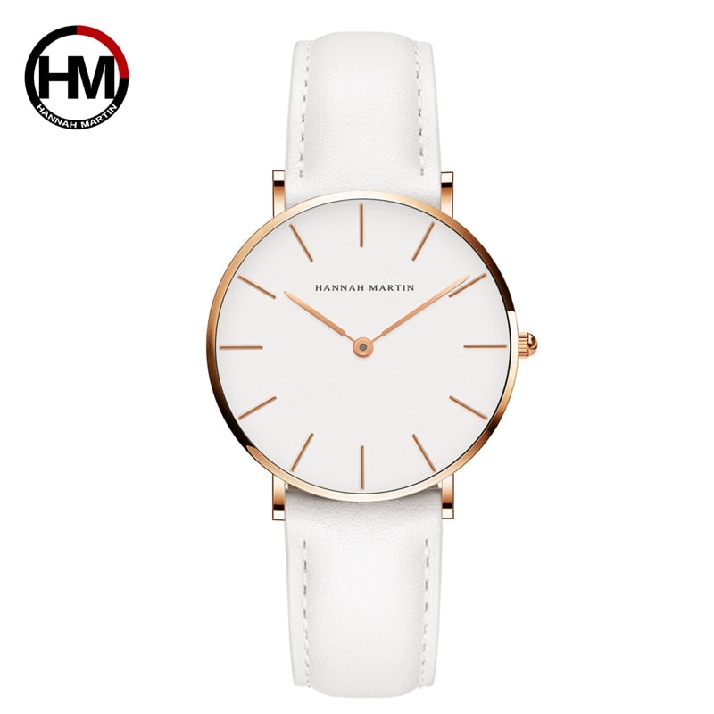 Brand Fashion Simple Japan Quartz Movement Watch Reloj Mujer Montre Femme Leather Strap Clock Women Analog Waterproof Wristwatch