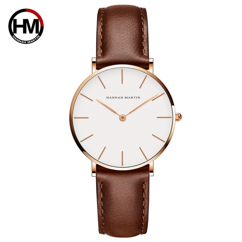 Brand Fashion Simple Japan Quartz Movement Watch Reloj Mujer Montre Femme Leather Strap Clock Women Analog Waterproof Wristwatch