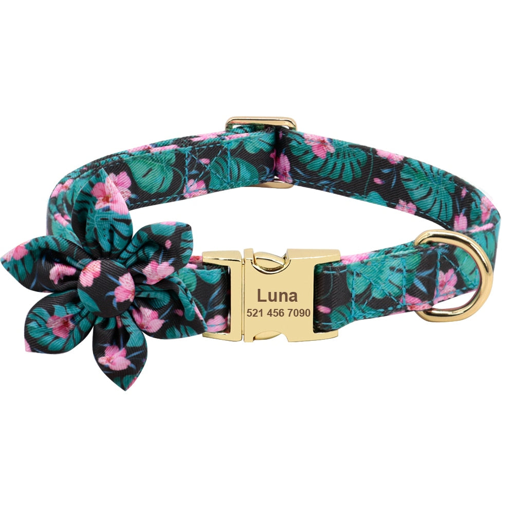 Floral Personalized Dog Collar Fashion Printed Custom Collars