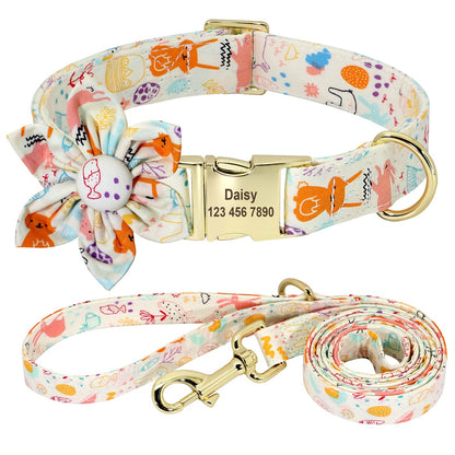 Floral Personalized Dog Collar Fashion Printed Custom Collars