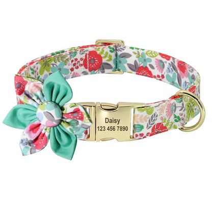 Floral Personalized Dog Collar Fashion Printed Custom Collars