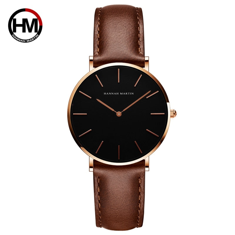 Brand Fashion Simple Japan Quartz Movement Watch Reloj Mujer Montre Femme Leather Strap Clock Women Analog Waterproof Wristwatch