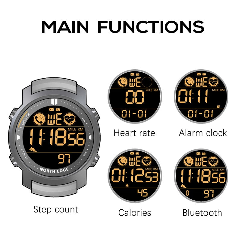 Digital Watch Military Waterproof Running Sports Pedometer