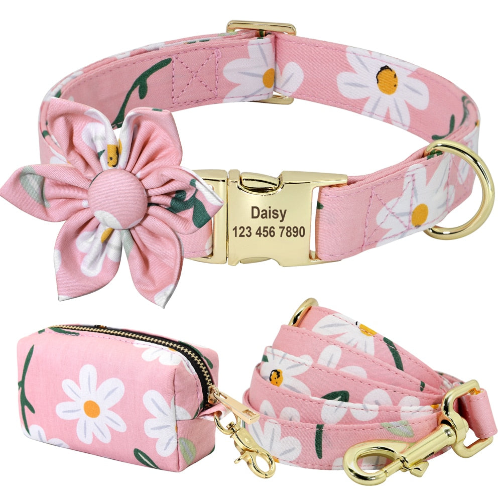 Floral Personalized Dog Collar Fashion Printed Custom Collars