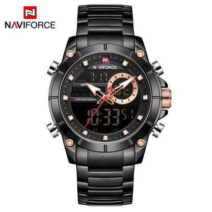 Fashion Nice Digital Wrist Watch Steel Waterproof Dual Display Date Clock