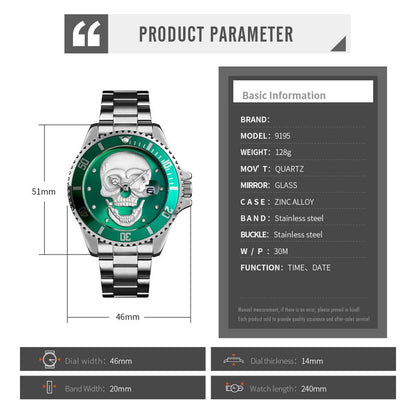 Skeleton Creative Watches Stainless Steel Male Clock Waterproof