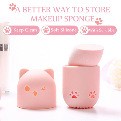 Kitten Silicone Powder Puff Drying Holder Egg Stand