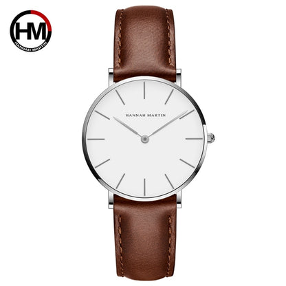 Brand Fashion Simple Japan Quartz Movement Watch Reloj Mujer Montre Femme Leather Strap Clock Women Analog Waterproof Wristwatch