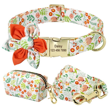 Floral Personalized Dog Collar Fashion Printed Custom Collars