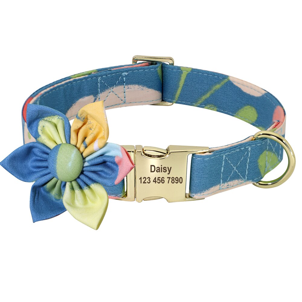 Floral Personalized Dog Collar Fashion Printed Custom Collars