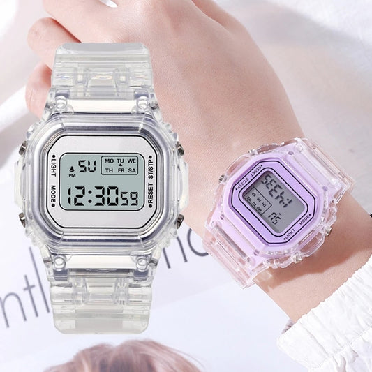 Transparent Digital Watch Square