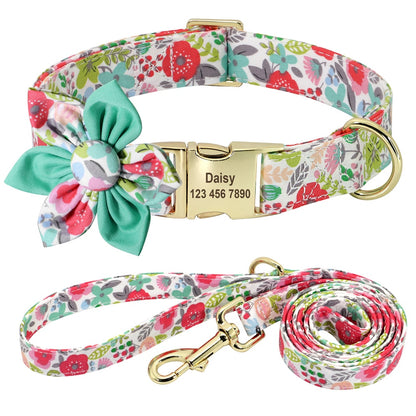 Floral Personalized Dog Collar Fashion Printed Custom Collars