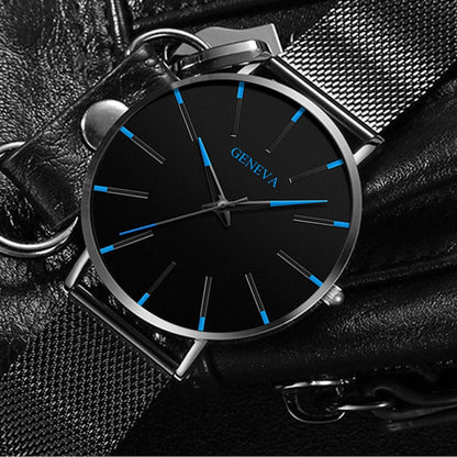 Ultra Thin Blue Stainless Steel Mesh Belt Watch