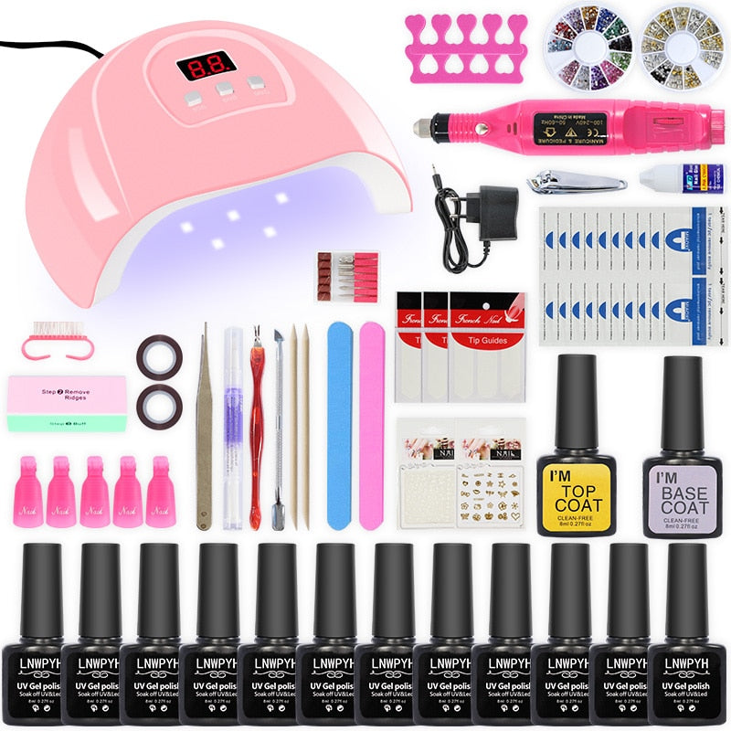 Nail Lamp UV Gel Nail Polish Kit Manicure Art Tool