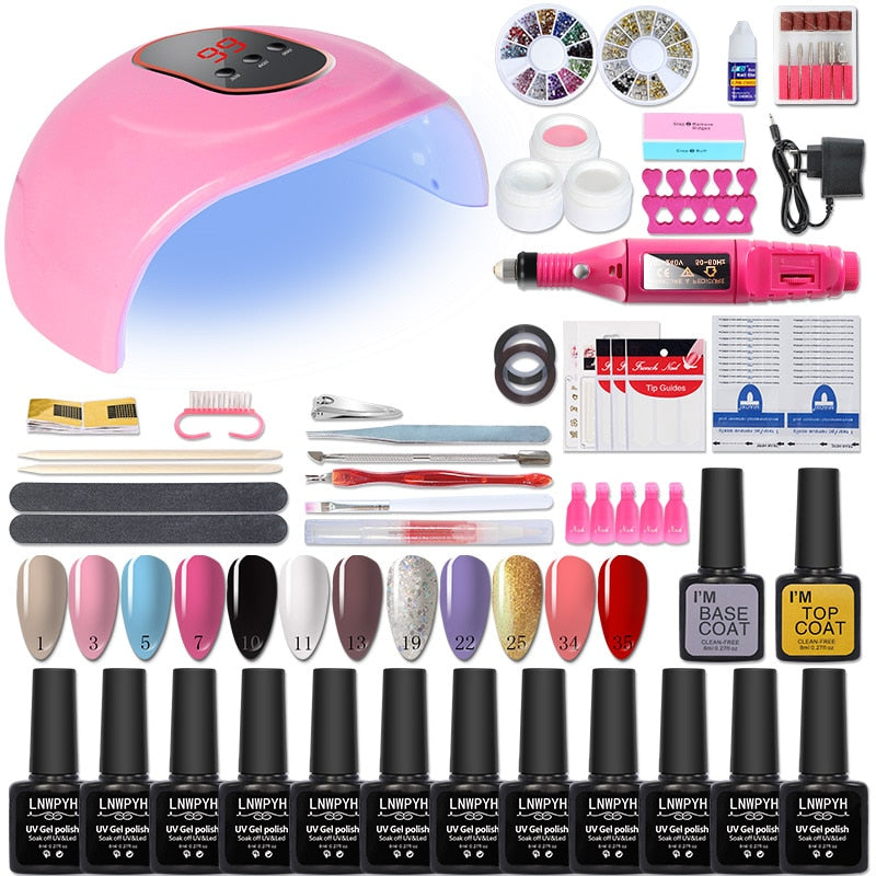 Nail Lamp UV Gel Nail Polish Kit Manicure Art Tool