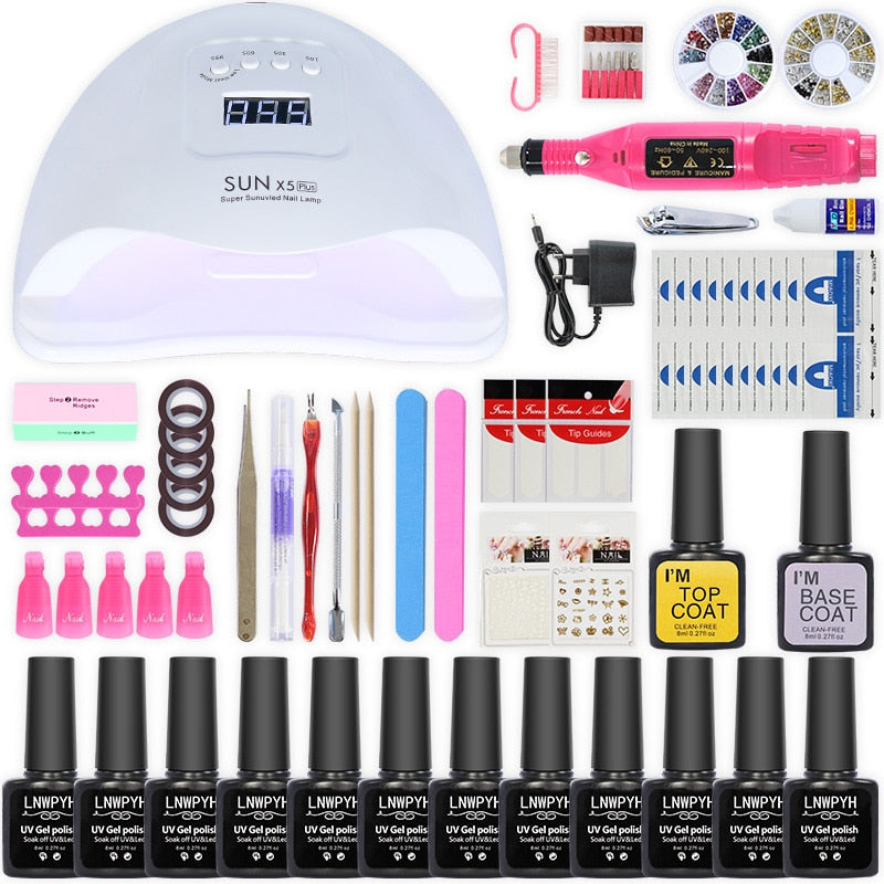 Nail Lamp UV Gel Nail Polish Kit Manicure Art Tool