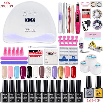 Nail Lamp UV Gel Nail Polish Kit Manicure Art Tool