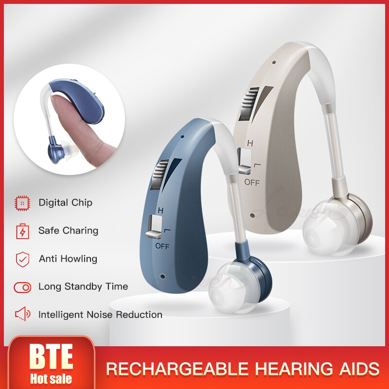 Hearing Aid Rechargeable Digital Sound Amplifier Air Conduction Wireless Headphones for Deaf Elderly Ear Care Hearing Aids