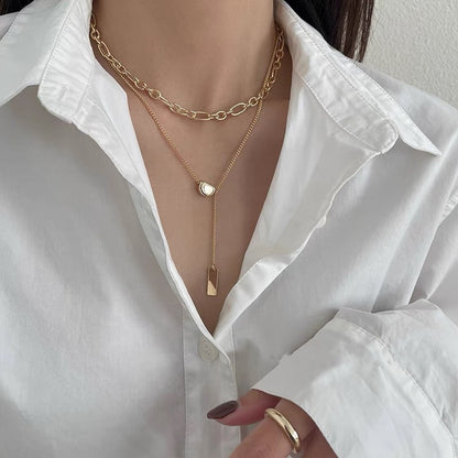 Simple Double-layer Sweater Chain French Stacking Metal Style