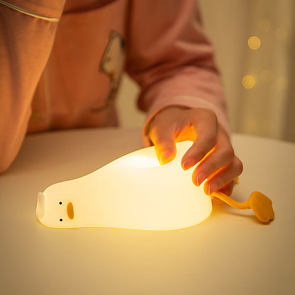 Lie Flat Duck Silicone Night Light Children's Bedside Table Lamp