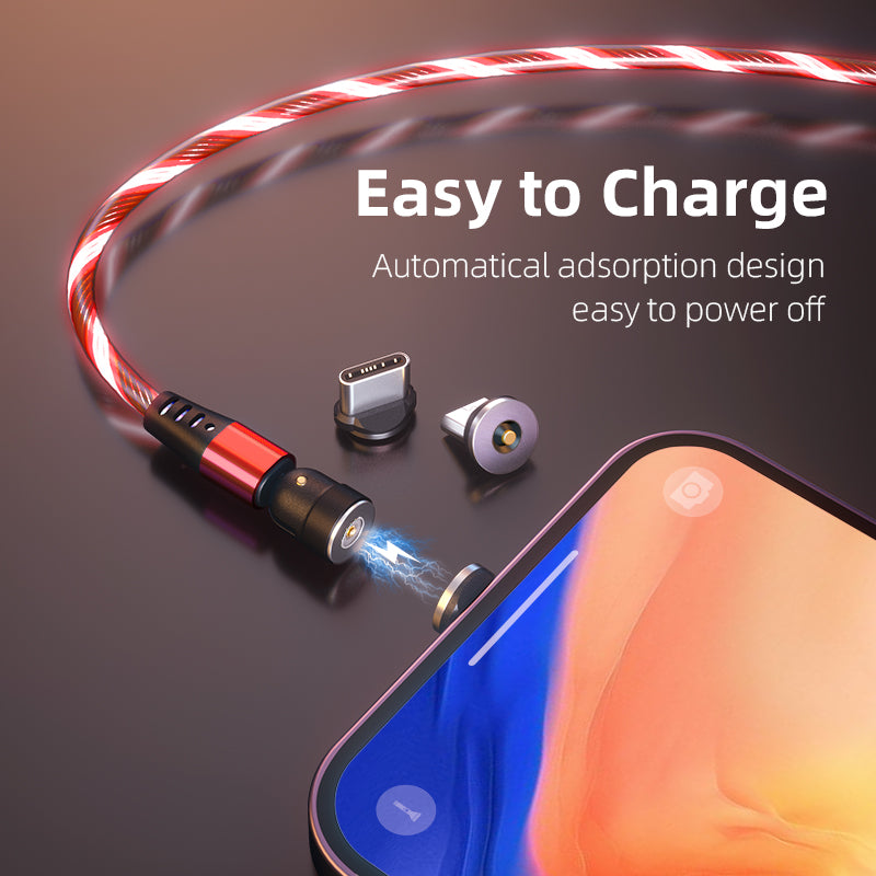 540 Rotate Luminous Magnetic Cable 3A Fast Charging Mobile