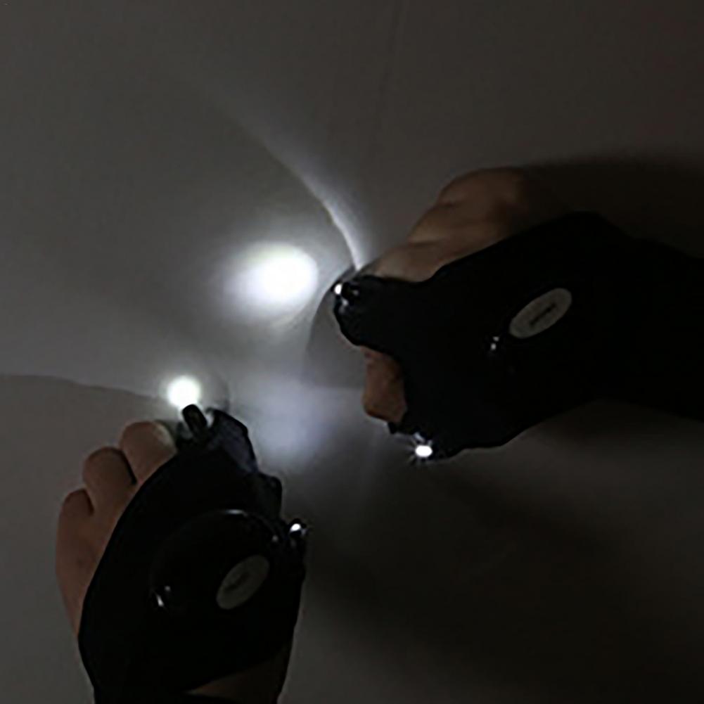 Outdoor Flashlight Luminous Fishing Gloves Half-finger