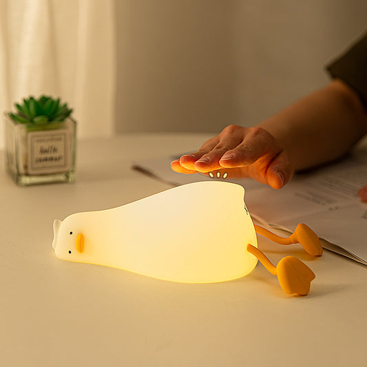 Lie Flat Duck Silicone Night Light Children's Bedside Table Lamp