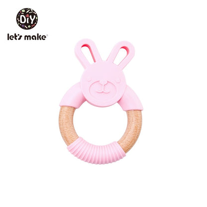 Make Animal Silicone Teether Wooden Rabbit Ring