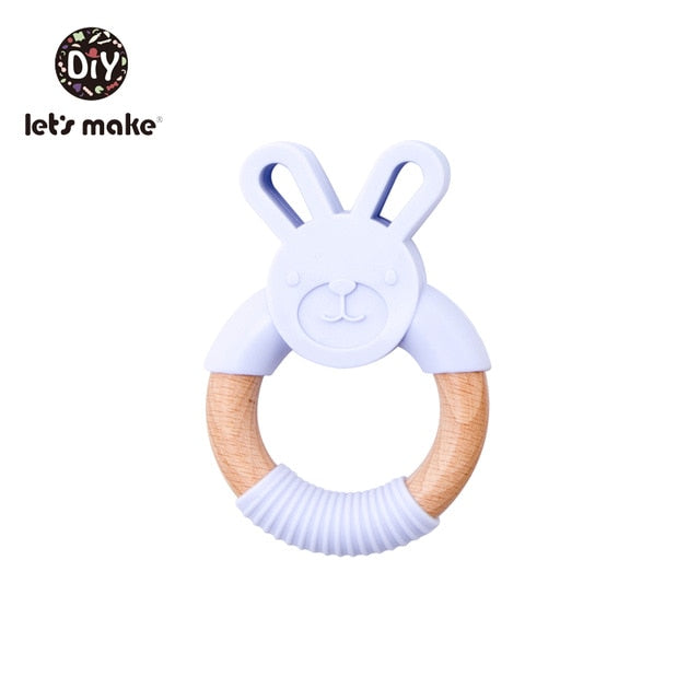 Make Animal Silicone Teether Wooden Rabbit Ring