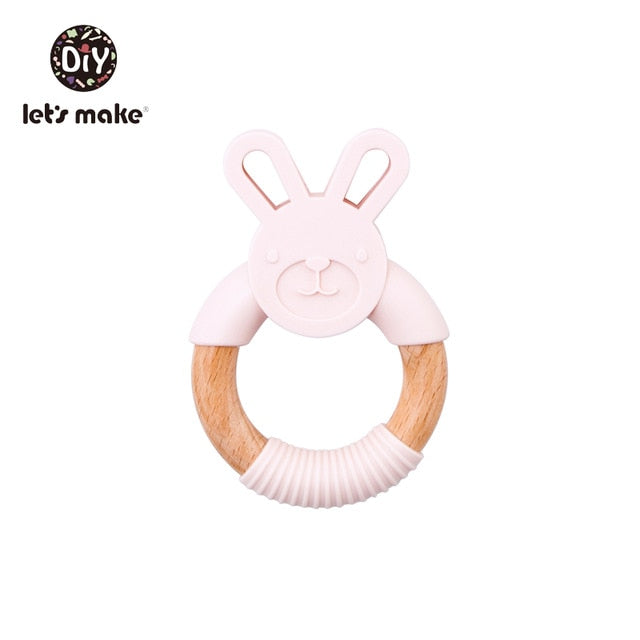 Make Animal Silicone Teether Wooden Rabbit Ring