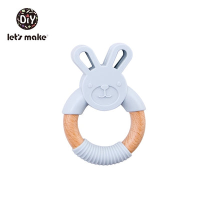 Make Animal Silicone Teether Wooden Rabbit Ring