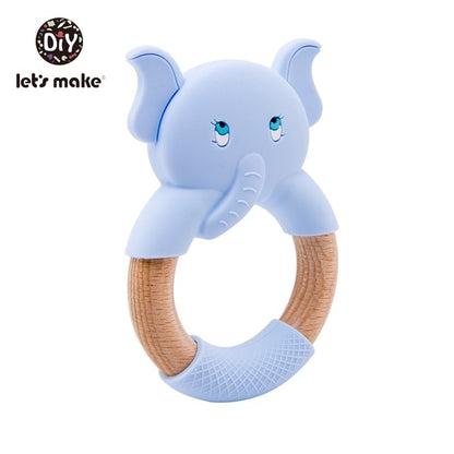 Make Animal Silicone Teether Wooden Rabbit Ring