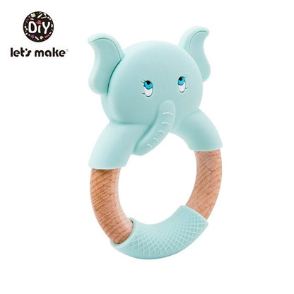 Make Animal Silicone Teether Wooden Rabbit Ring