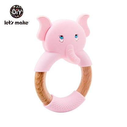 Make Animal Silicone Teether Wooden Rabbit Ring