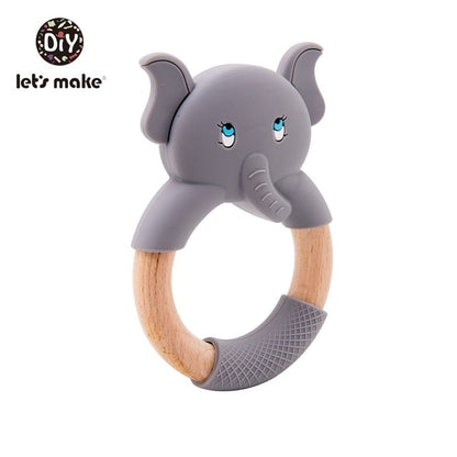 Make Animal Silicone Teether Wooden Rabbit Ring