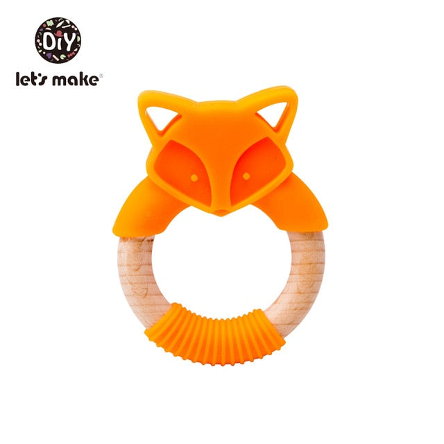 Make Animal Silicone Teether Wooden Rabbit Ring