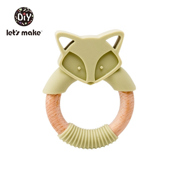 Make Animal Silicone Teether Wooden Rabbit Ring