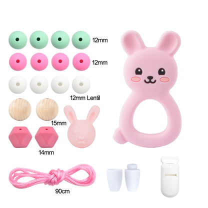 Silicone Teether Wood Beads Set