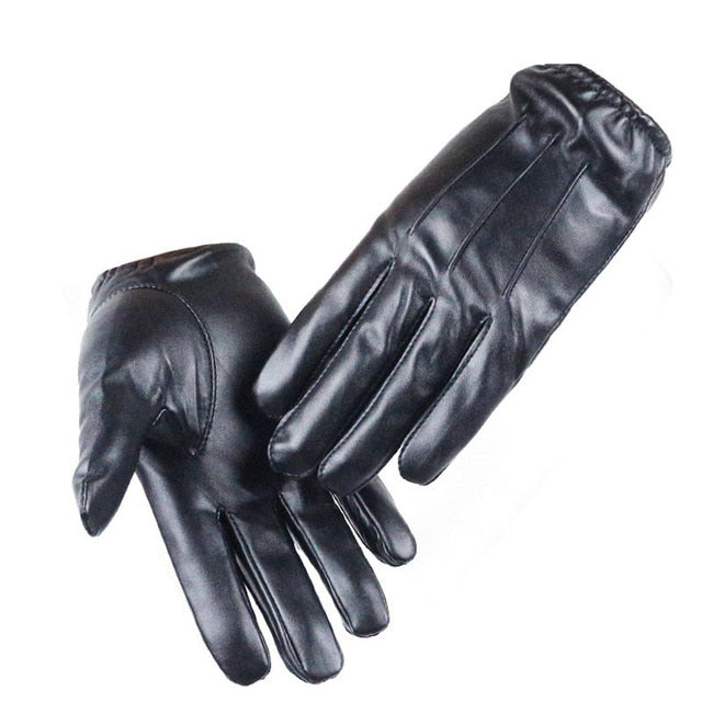 Luxurious PU Leather Winter Autumn Driving Keep Warm Gloves