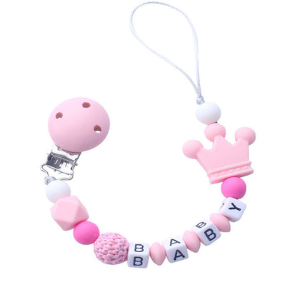 Pink Silicone Personalized Name Baby Pacifier Clips