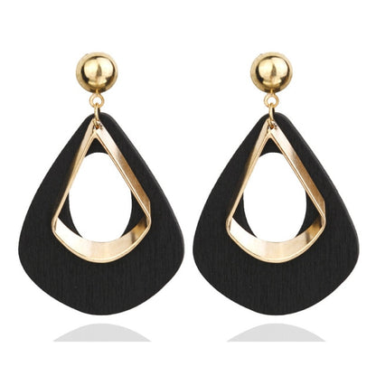 Korean Statement Black Acrylic Drop Earring