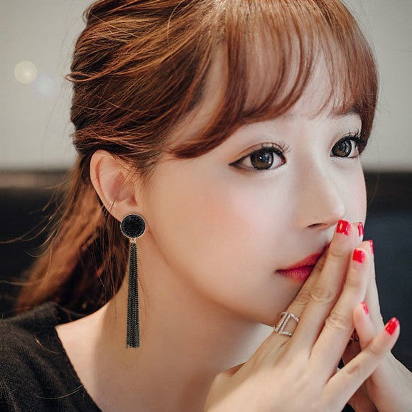 Korean Statement Black Acrylic Drop Earring