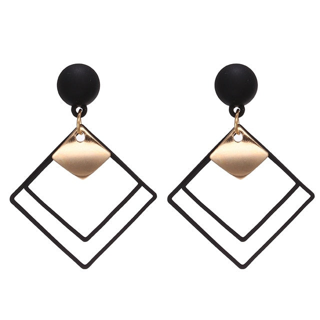 Korean Statement Black Acrylic Drop Earring